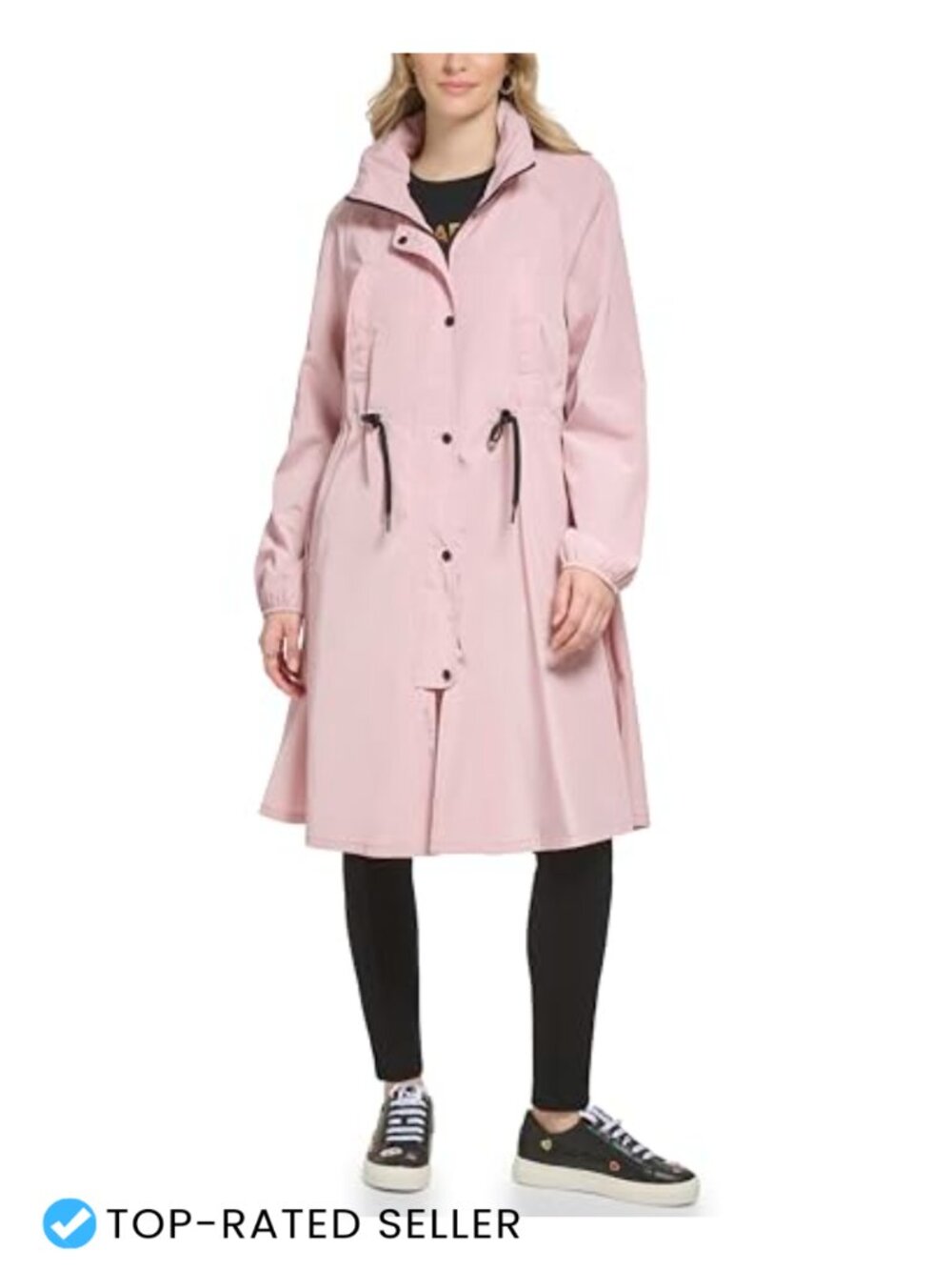 Womens Belted Trench Coat Long Anorak Windbreaker Water Resistant